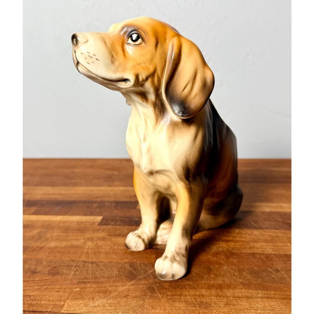 Vintage Ceramic Beagle Planter | Hand-Painted Hound Figurine (8" Tall) - Picture 4 of 14
